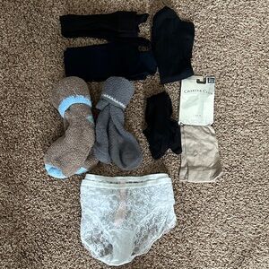 Charter Club Women’s  Black, Gray, and Tan Socks with White Lace Brief